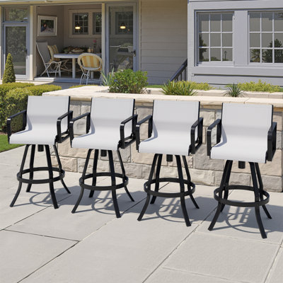 Ensemble de 4 tabourets de bar pivotants d'extérieur 29,72 po, structure en aluminium (ensemble de 4)