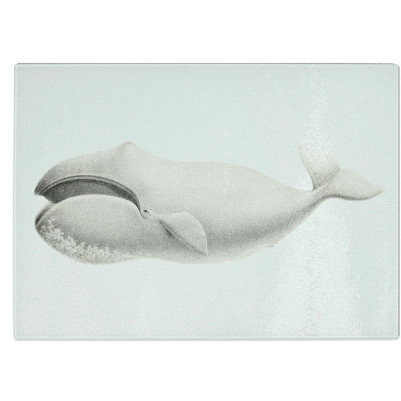 Tempered Glass Bowhead Whale Chopping Board, 39 cm W x 28.5 cm L