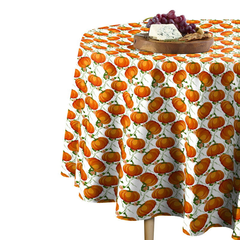 Lacey Geometric Round Thanksgiving Tablecloth, 120" W x 120" L