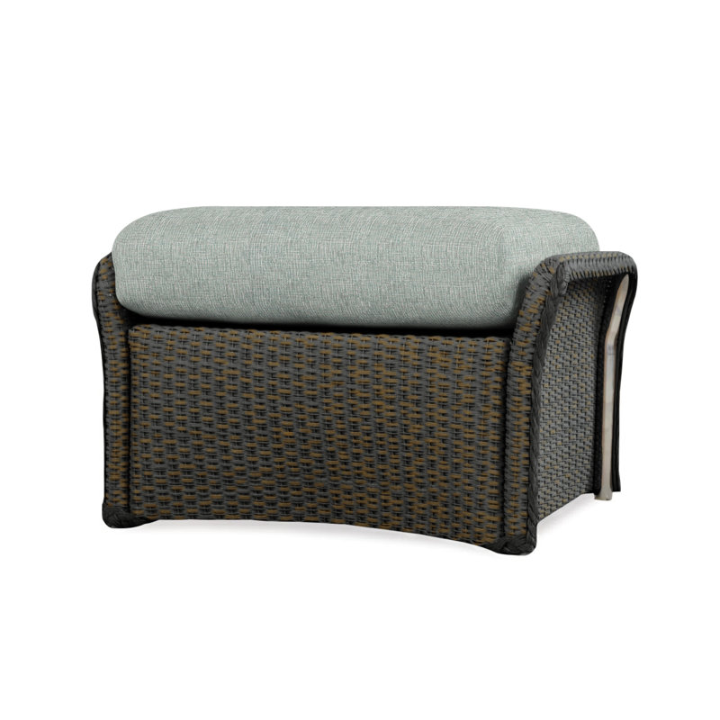 Weekend Retreat Outdoor Ottoman, Consider Indigo, Mink