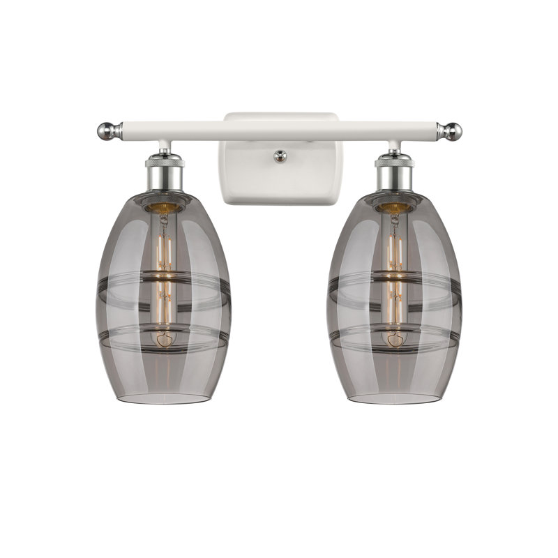 Éclairage pour meuble-lavabo à 2 lumières 16 po Ballston Bettylou, Chrome poli blanc, Gris fumée clair