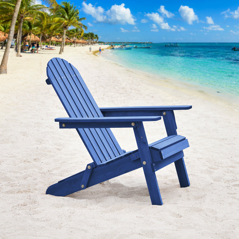 Akeley Fir Foldable Outdoor Adirondack Chair, Blue