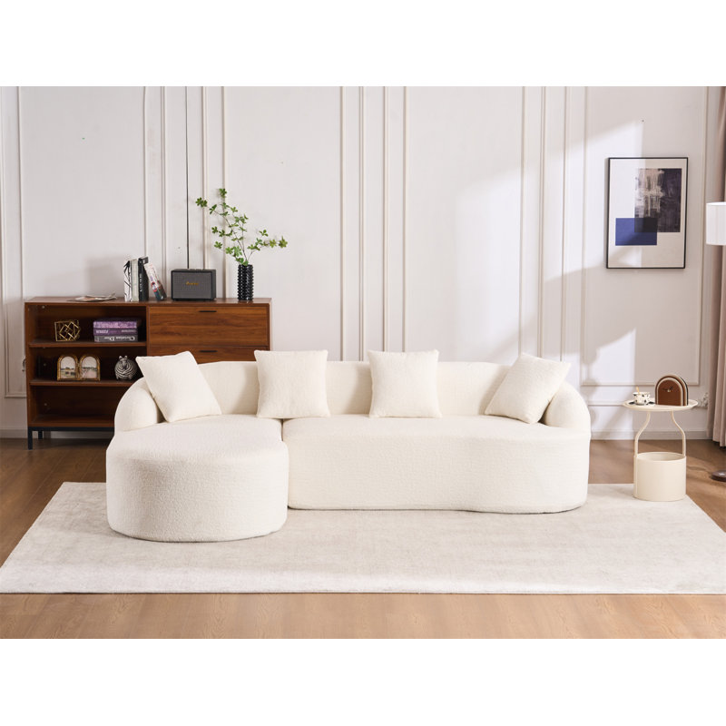 Canapé Chumenti, Chenille blanche, H 28 po x l 99 po x P 23 po
