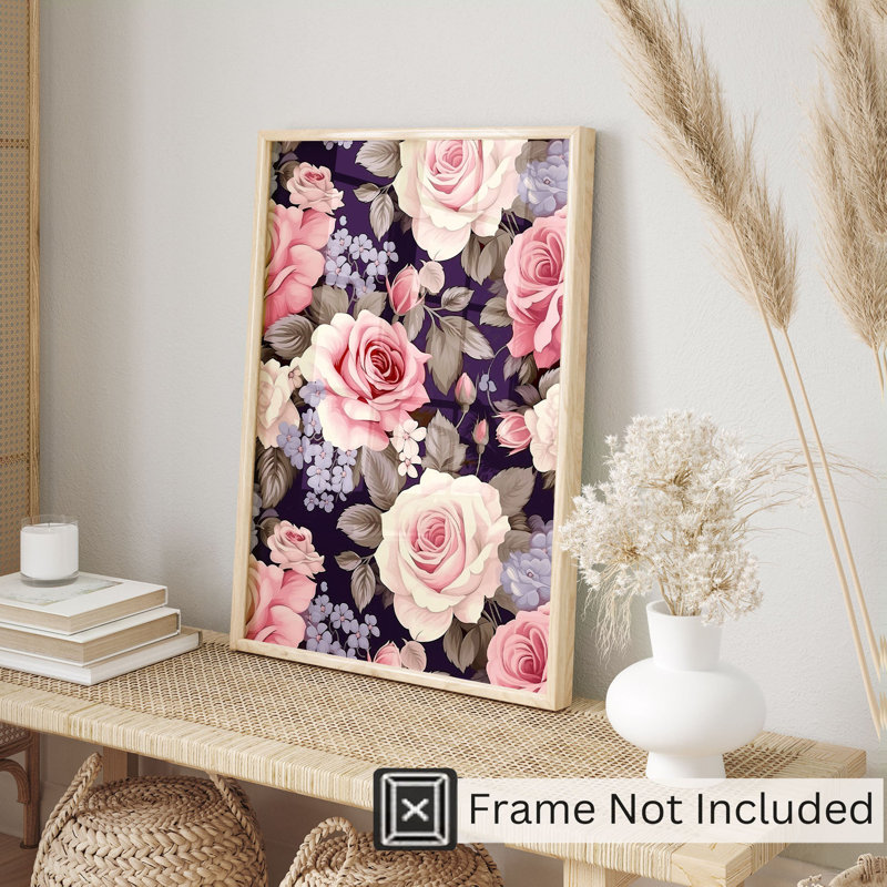 Floral Rose Pattern V Classical Unframed Art Print, 30" H x 20" W