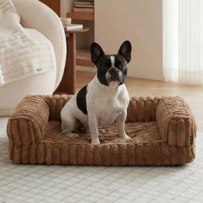 Bedsure ComfyFleece Orthopedic Dog Bed Sofa for Large Dogs - Egg Crate Memory Foam Dog Couch, Three-Sided Bolster, Waterproof Washable Cover, Non Slip