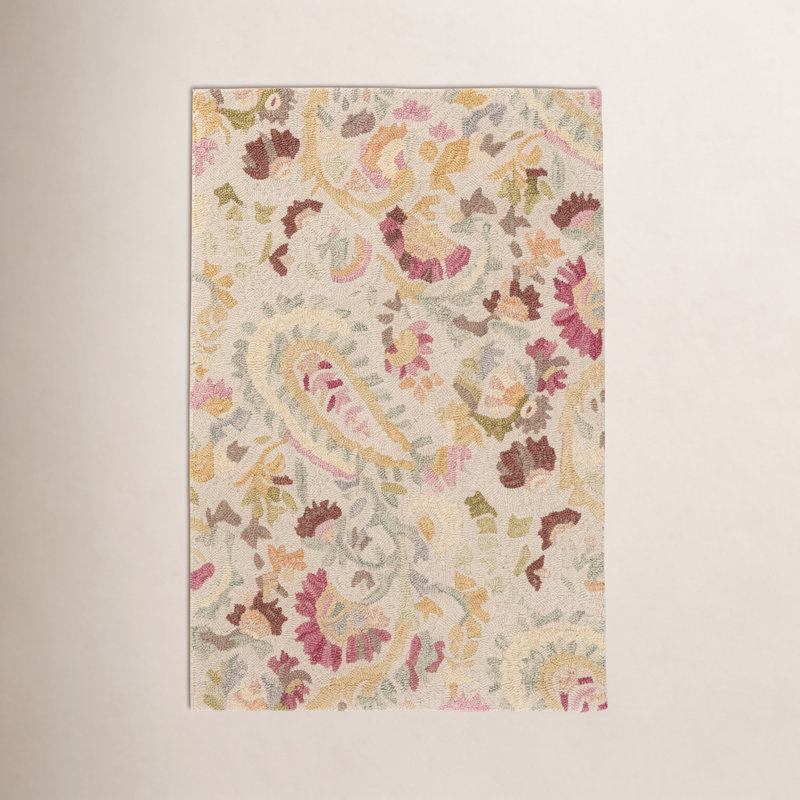Ines Multi Hand Micro Hooked Wool Rug, Rectangle 4' x 6'