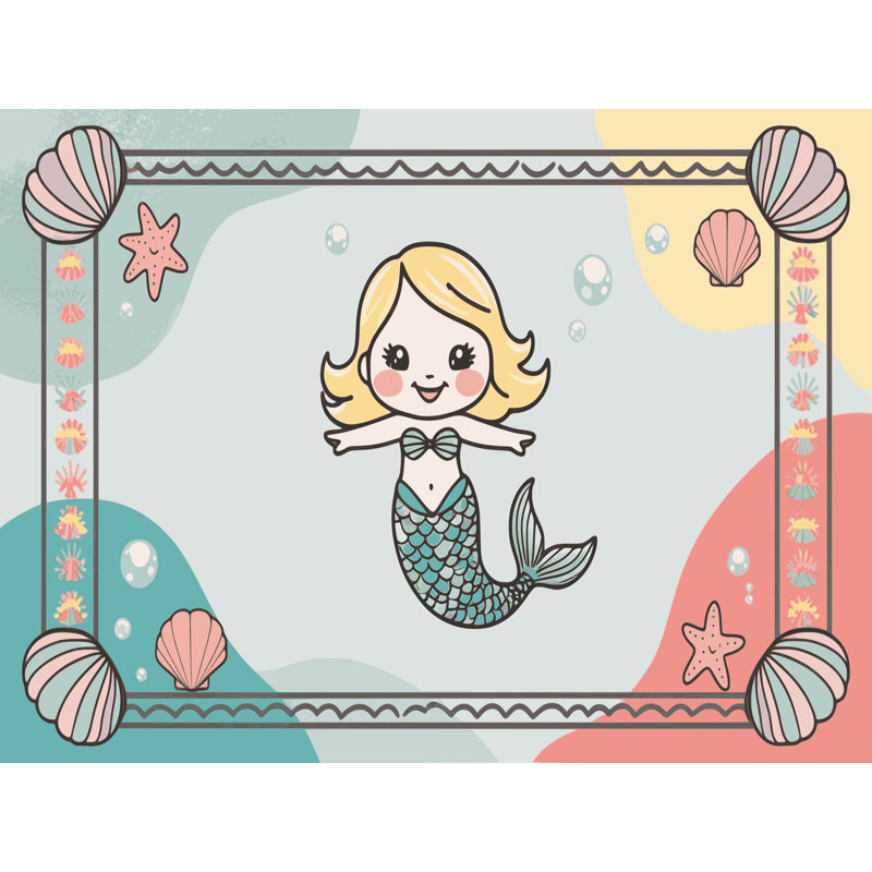 Tapis pour enfants Sunside Sails Mermaids Ocean, Rectangulaire 2 pi x 3 pi