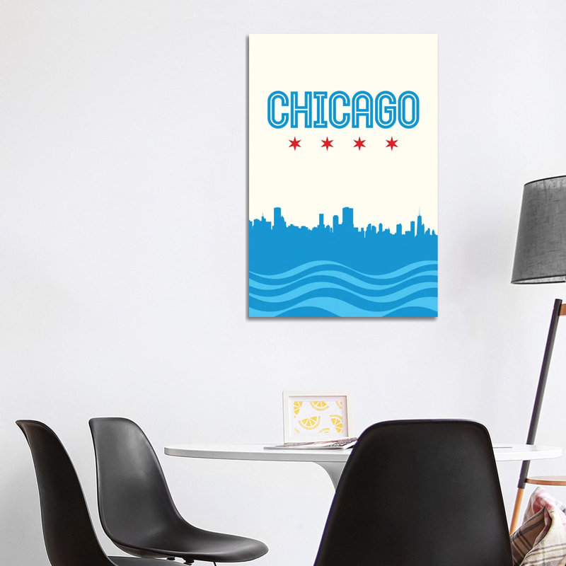 «Chicago Flag Skyline», impression sur toile tendue, H 18 po x l 12 po x P 1,5 po