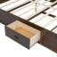 Lit plateforme très grand en bois avec tête de lit multi-rangement, USB et tiroirs-285120443
