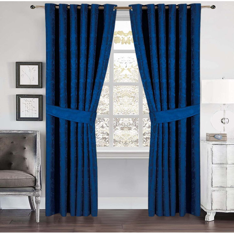 Semi Sheer Curtain Pair, 228 W x 228 D cm, Royal Blue