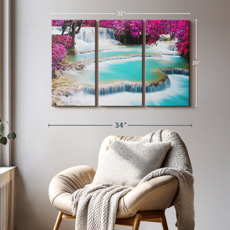 «Kuang Si Waterfall» sur, H 20 po x l 33 po x P 1,25 po