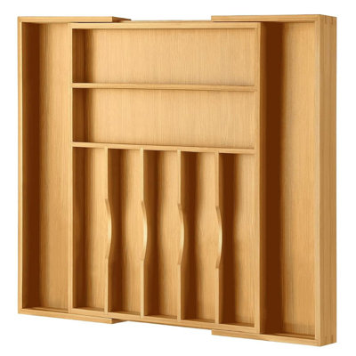 Large Premium Bamboo Silverware Organizer, Expandable Drawer Organizer & Utensil Organizer