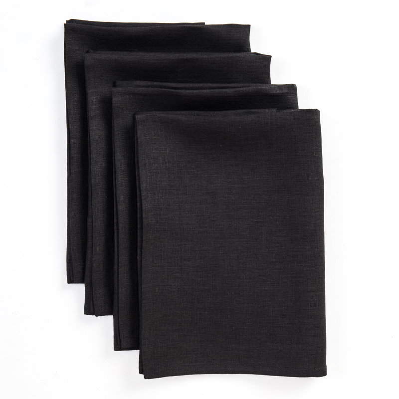 100% Pure Linen Dinner Napkins - Fete, Black