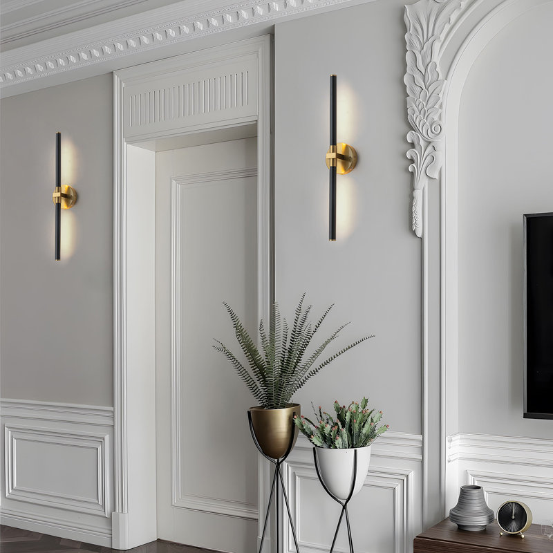 Appliques murales rechargeables à DEL 24 po avec télécommande Jaiman (ensemble de 2), Laiton