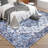 10'x13' Vintage Low-Pile Area Rug, Machine Washable Non-Slip Stain Resistant Carpet for Large Living Room, Blue-1504946738-1504946749