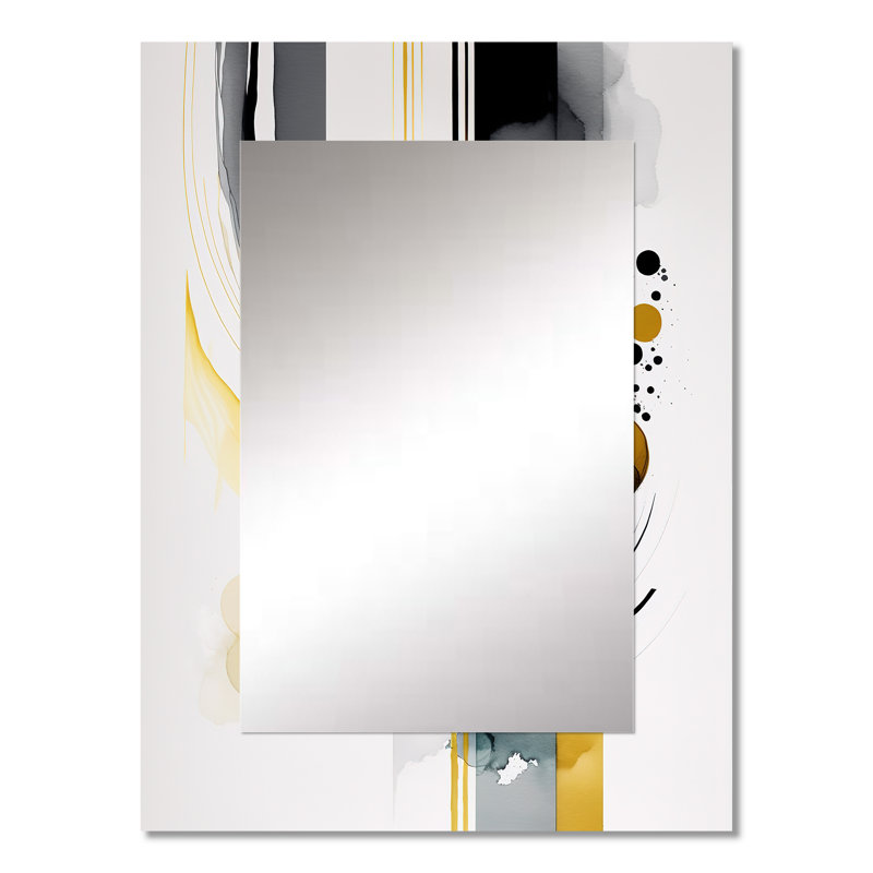 Abstrait transitionnel formes I - miroir mural formes abstraites, miroir décoratif blanc, art imprimé en métal, 32 po x 24 po