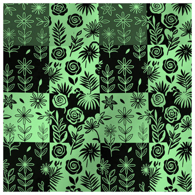 Green Botanical Patchwork Double Sided Throw Pillows