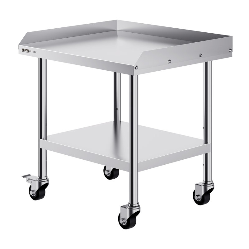 VEVOR Stainless Steel 28'' Adjustable Portable Work Table with Wheels