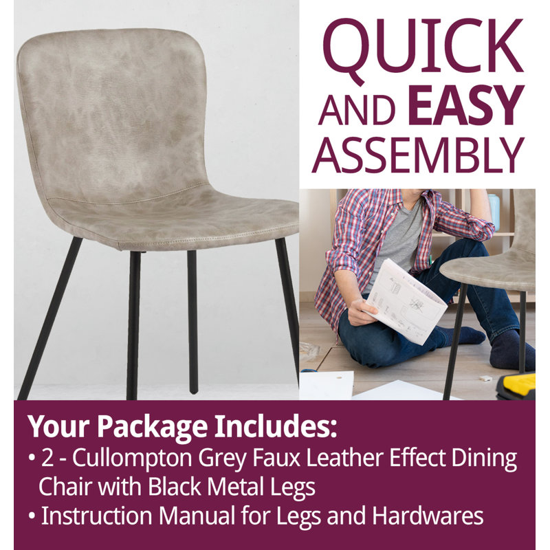 Mose Upholstered Dining Chair x4, Black, 2