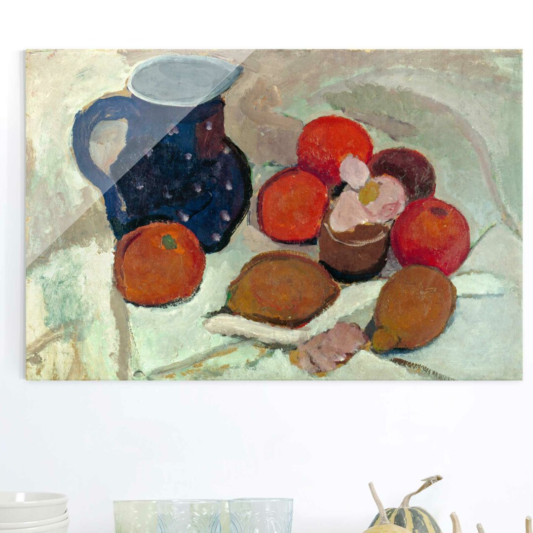 Glasbild Still Life with Blue-White Getüpfeltem Jug II