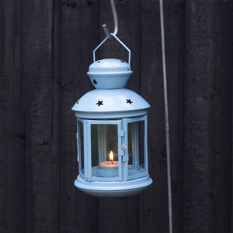 Nicola Spring - Metal Hanging Tealight Lanterns, 20" H x 12" W x 12" D, Blue