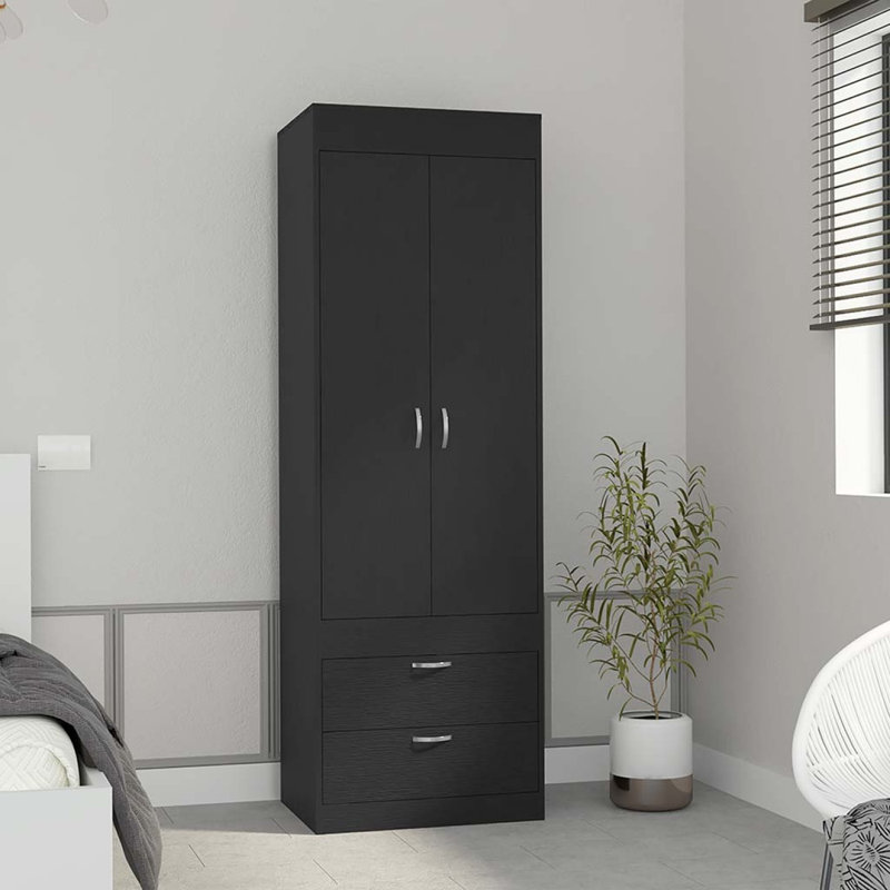 Élégante armoire à deux tiroirs, Noir