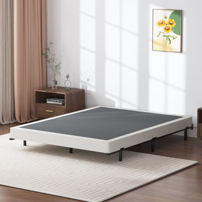 Floating Bed Frame with LED Lights Metal Slats Underbed Storage Space No Box Spring