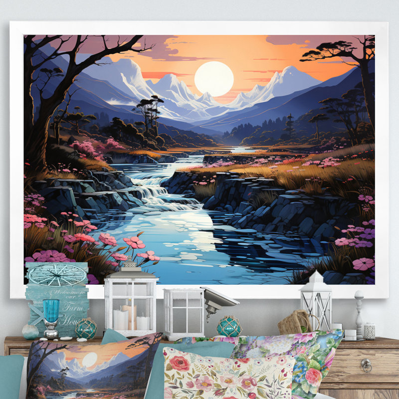 Asian Art River Reverie II - reproduction, H 34 po x l 44 po x P 1,5 po, Cadre photo blanc