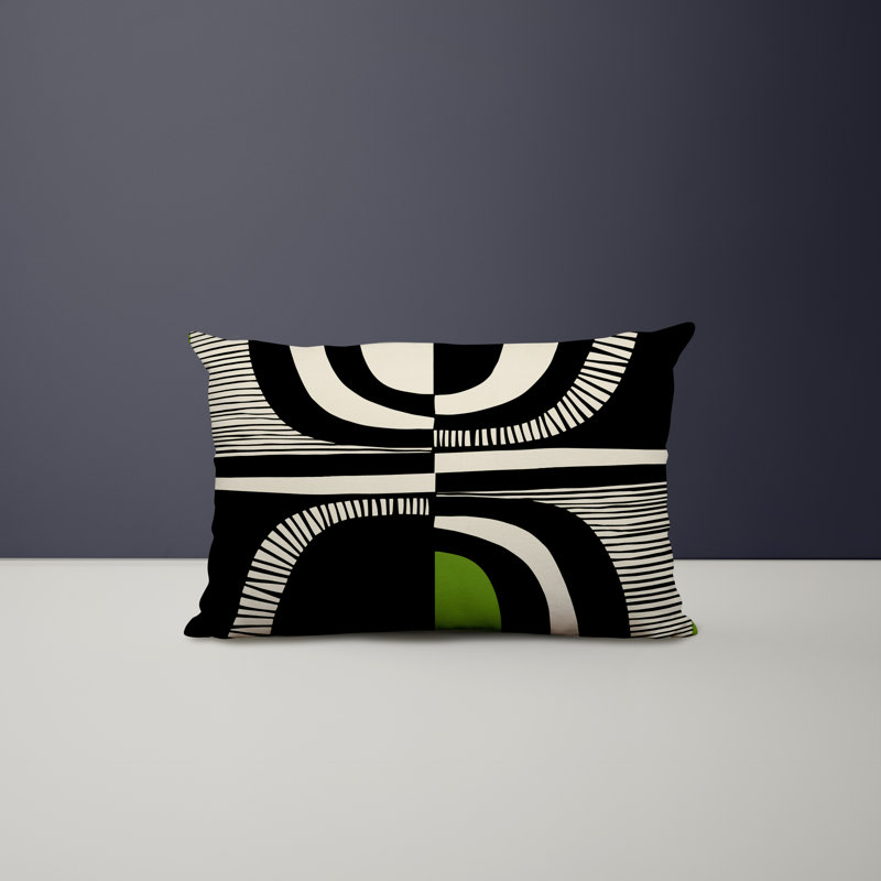 Chamu Polyester/Polyester Blend Lumbar Rectangular Indoor/Outdoor Pillow Cover & Insert, Chartreuse, 14"H x 20"W