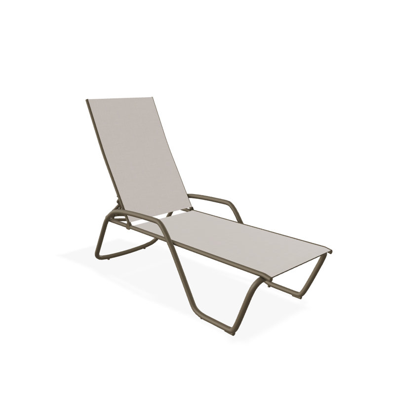 Outdoor Rust-Resistant Metal Chaise Lounge, Textured Beachwood, Natural