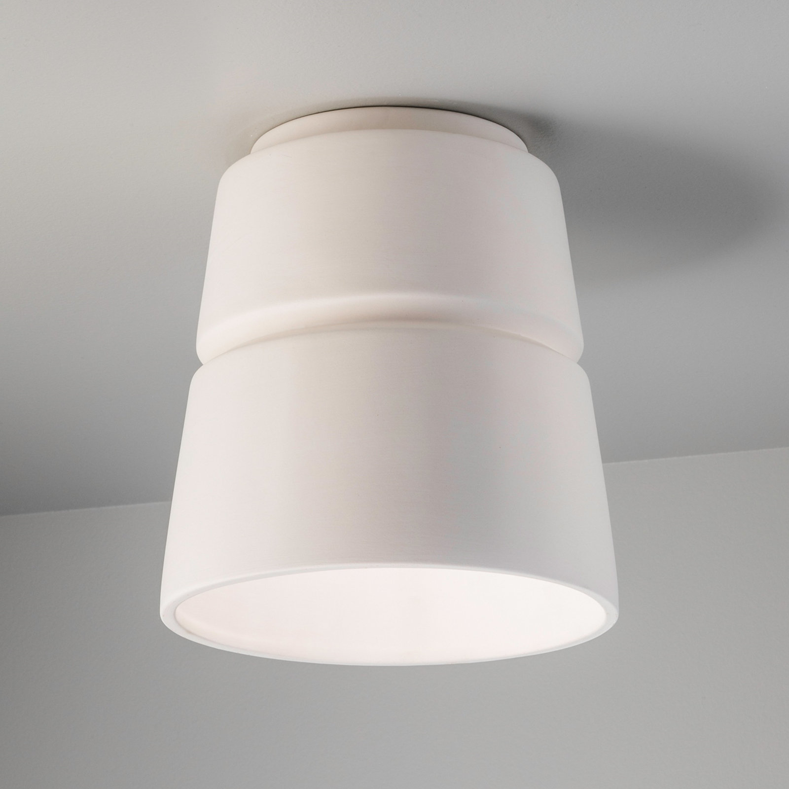 Logan Ceramic Empire Outdoor Flush Mount, Bisque, LED (Integrated)