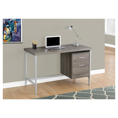 48-Inch Computer Desk with Reversible Storage, Taupe Wood-Look Finish and Grey Metal Frame