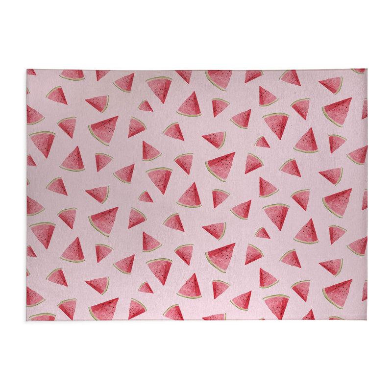Tapis de cuisine antidérapant Summer Melon, Rectangle 5 pi x 7 pi, Rose