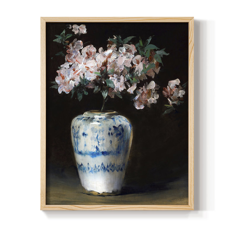Pink Azalea Framed Print - Solid Wood, 11" H x 9" W