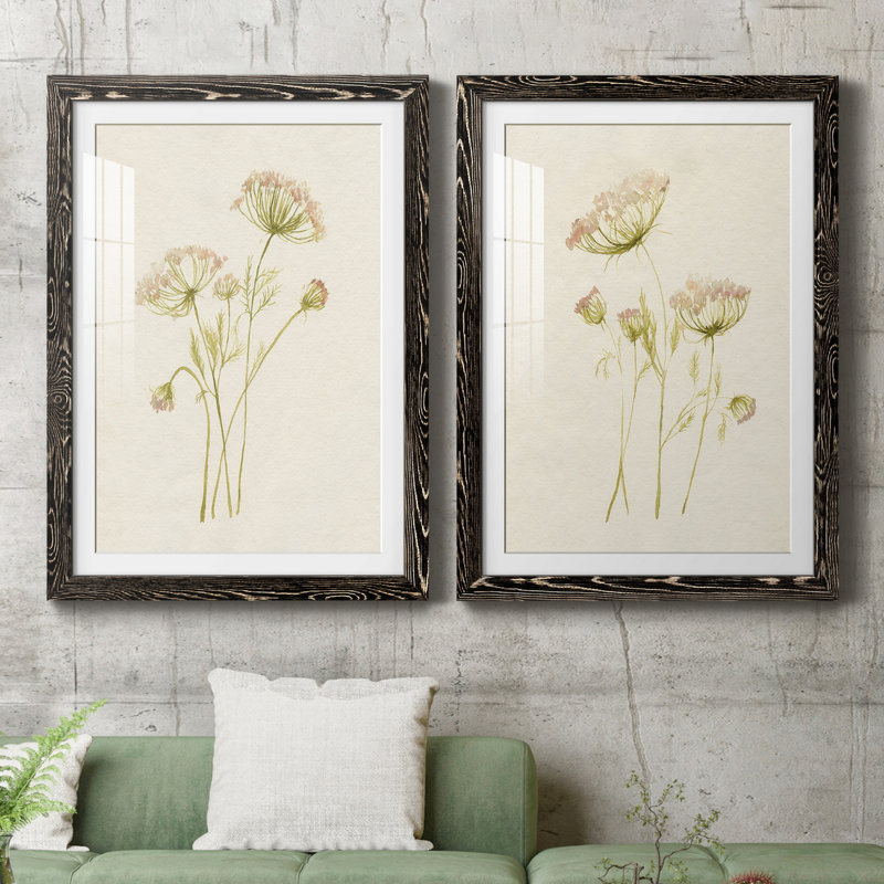 Blush Lace I - ensemble de 2 peintures encadrées, Noir, H 37,5 po x l 55 po x P 1,5 po