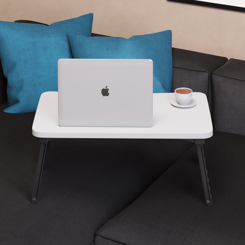 Table pliante InterGo, bureau pour ordinateur portable, plateau de table et support d'ordinateur, Blanc