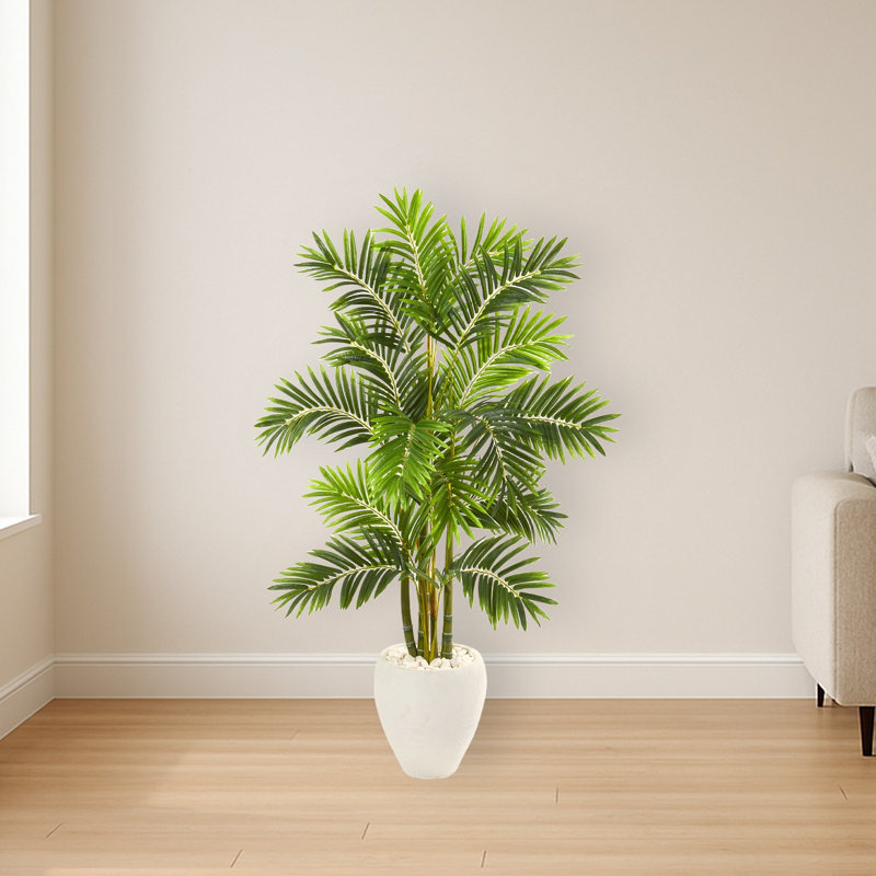 Areca Palm Artificial Tree in White Planter