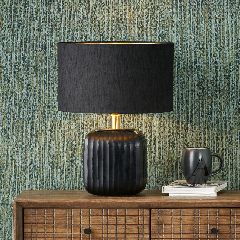 Blended Fabric Drum Lamp Shade ( Uno ), 20cm H x 35cm W x 35cm D, Black