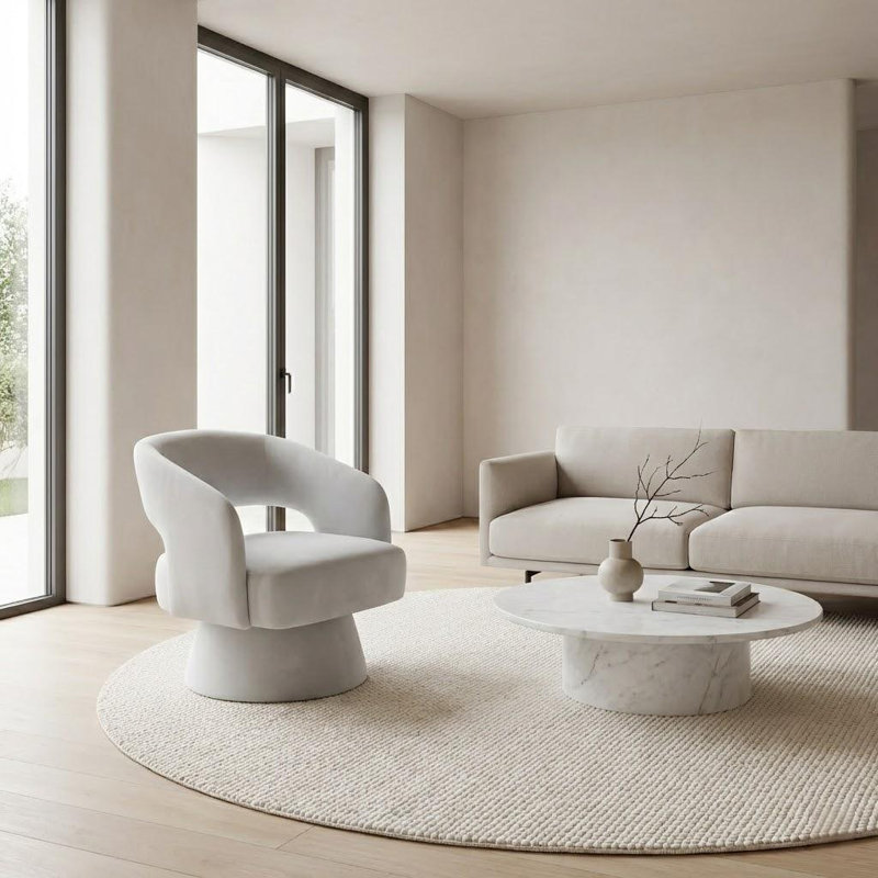 Fauteuil d'appoint pivotant en velours Modern, Beige