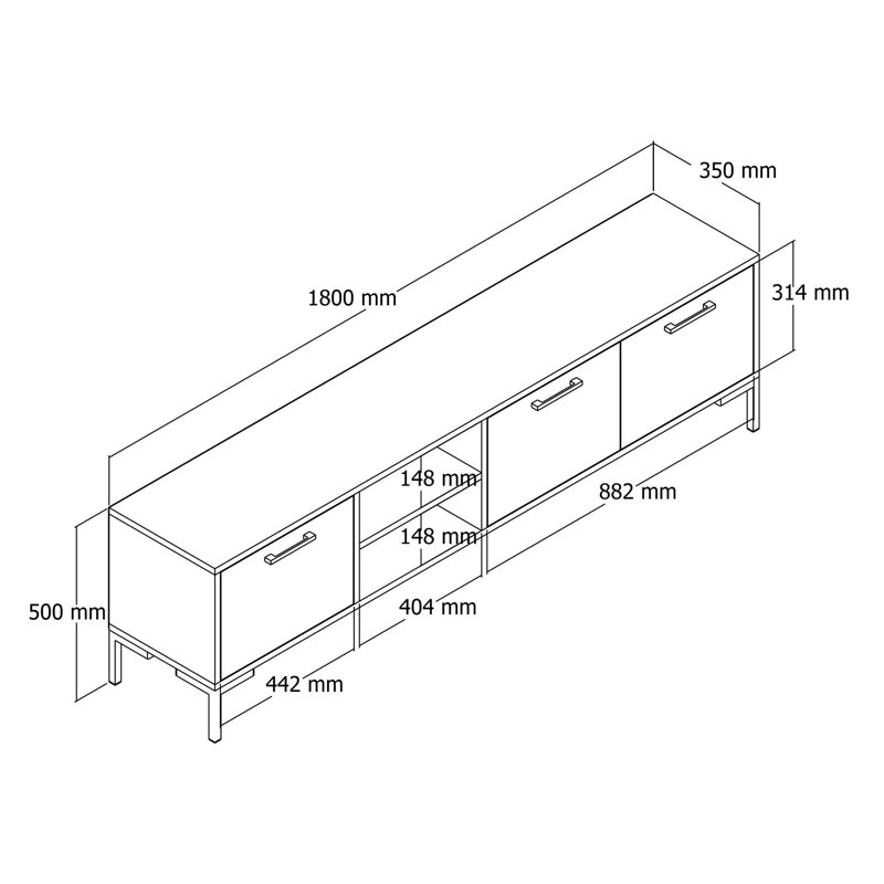 Bokoshe TV Stand for TVs up to 48", Walnut/Anthracite
