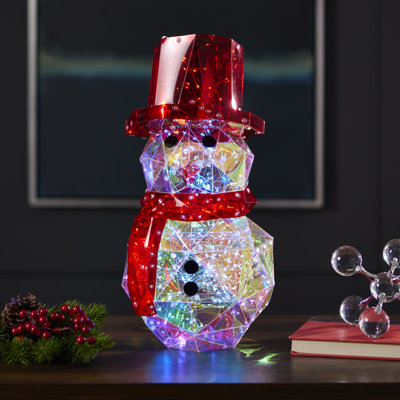 Bonhomme de neige prismatique irisé 16 po, lumières DEL
