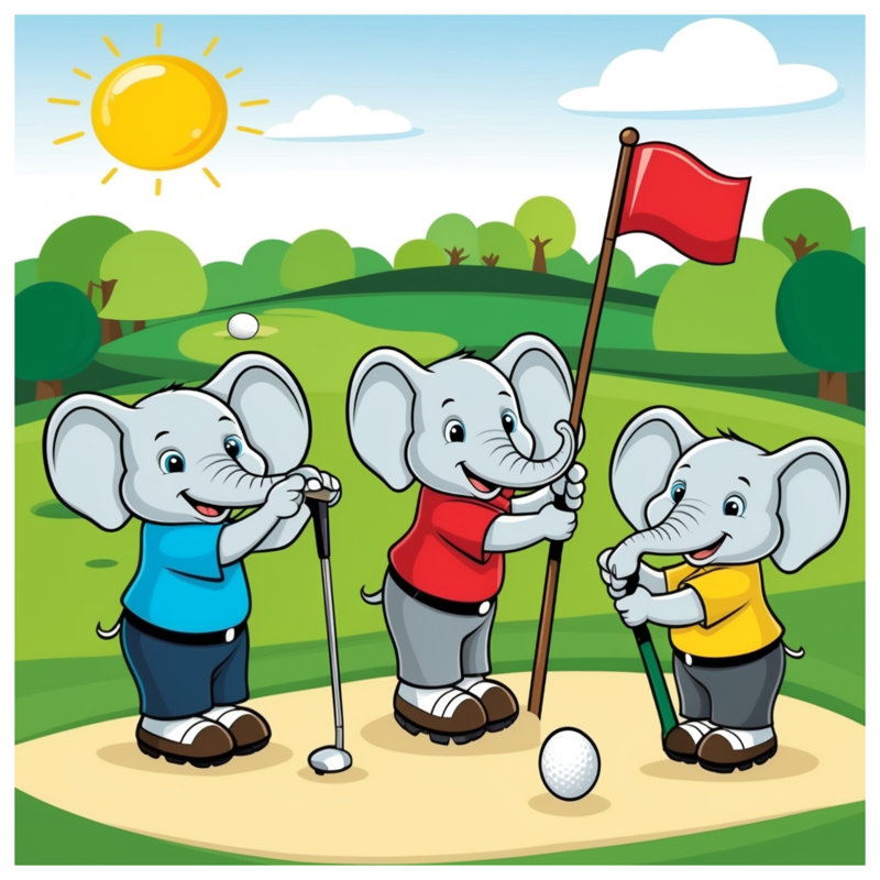 Éléphants jouant au golf Housses de couette, Grand lit
