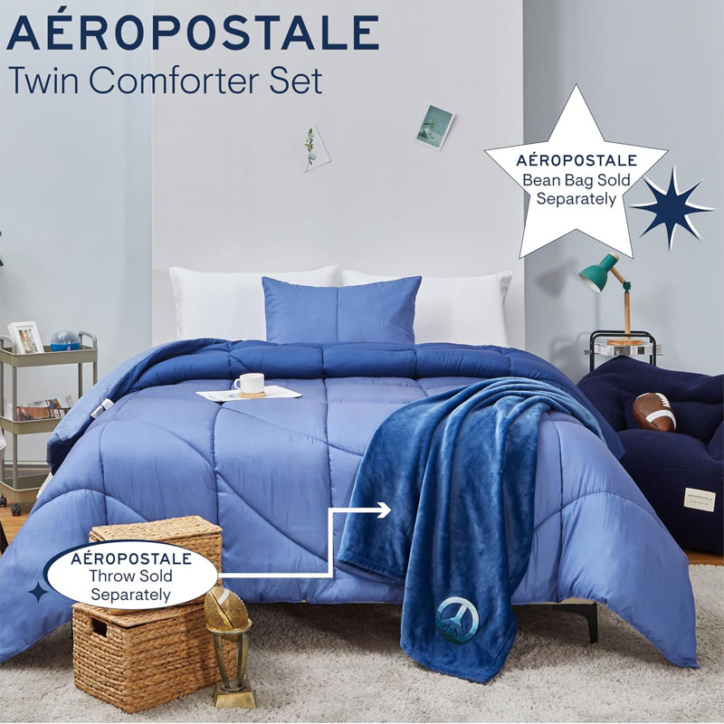 Ensemble d'édredon et de taie décorative pour la guimauve, Édredon pour lit simple + 1 taie décorative stan, Marine