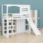Lit mezzanine avec garde-robe, tablettes de rangement