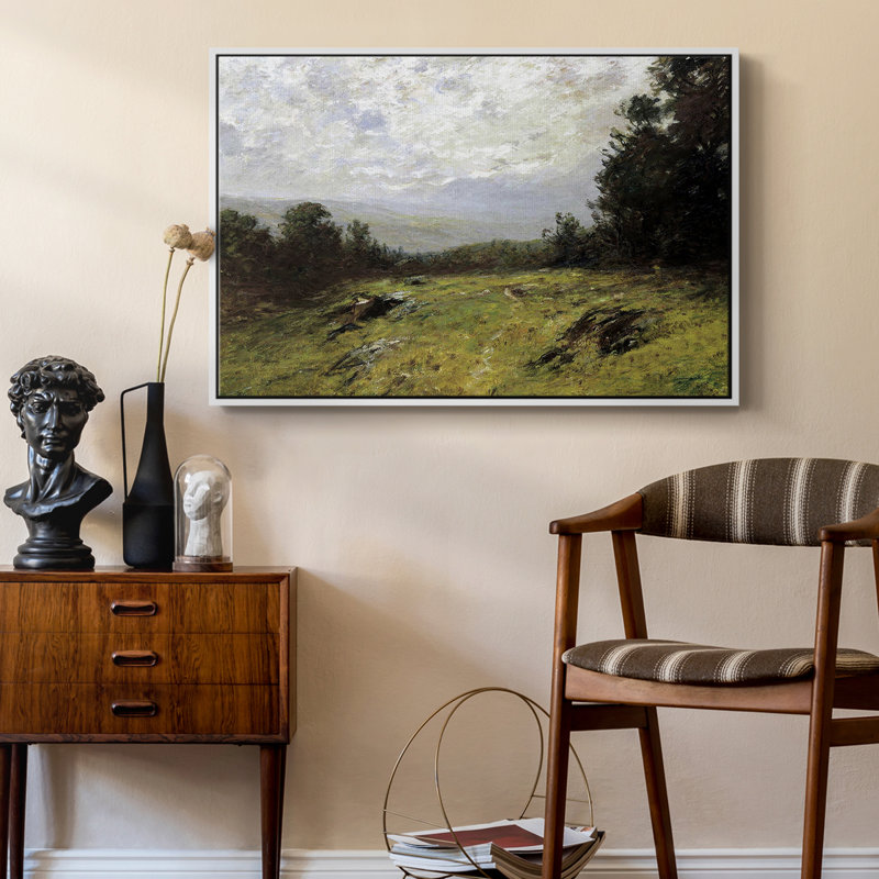 Paysage rétro - MLII, Toile encadrée flottée blanche, H 27 po x l 41 po x P 2 po