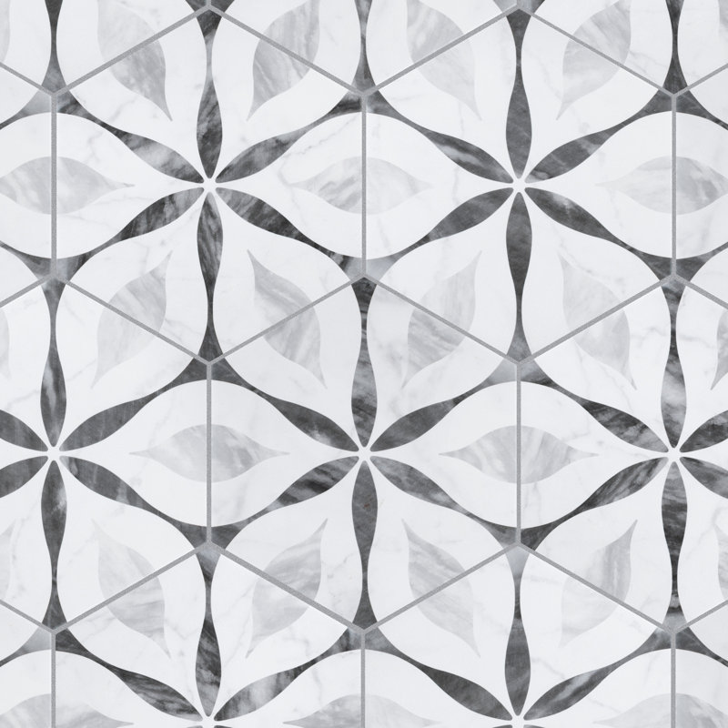 Classico Bardiglio Hex 7" x 8" Porcelain Patterned Wall & Floor Tile