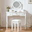 Ensemble de coiffeuse avec coiffeuse compacte blanche avec tabouret pour les petits espaces