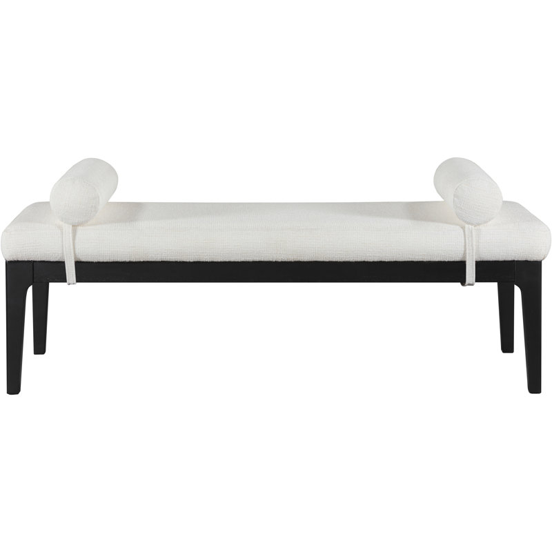 Banc en tissu texturé Priscilla, Tissu crème texturé en lin, Noir