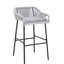 Ensemble de tabourets de bar en corde gris près de la piscine et de jardin pour des loisirs en plein air, pilier en métal noir, revêtement de patio de 2 tabourets, repas de conversation décontractés, ergonomique