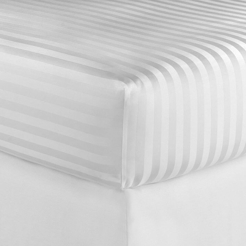 Egyptian Cotton Striped Sheet Set, White, Queen Sheet Set + Fitted Sheet + 2 Pillowcases